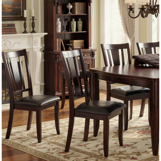 Sunvega Contemporary Brown Faux Leather Cushion Side Chairs with Rubberwood Frame