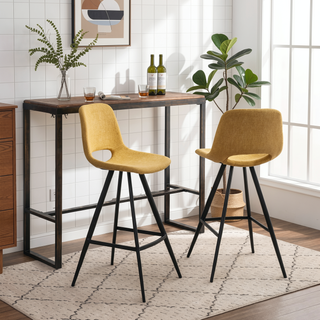 Sunvega Porth Fabric Kitchen Counter Height Stools Set of 2 with Plush Upholstery