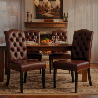 Sunvega Tufted Upholstered Dining Chairs with Tapered Legs and Diamond Stitching