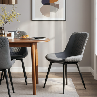 Sunvega Mid-Century Modern Leatherette Swivel Side Chair with Quilted Backrest