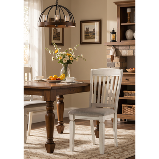 Sunvega Upholstered Seat and Slatted Back Side Chair Set of 2
