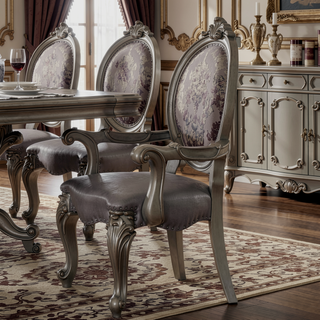 Sunvega Silver and Antique Platinum Arm Chair with Nailhead Trim Set of 2