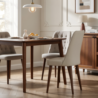 Sunvega Mid-Century Modern Velvet Dining Chair Set of 2 with Solid Wood Frame