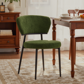 Sunvega Modern Upholstered Dining Chairs with Soft Seat and Metal Legs Set of 2 White