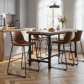 Sunvega Modern Upholstered Counter Height Chair Set with Sled Base Footrest