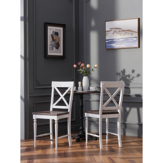 Sunvega Country Style Dark Mocha and Antique White Bar Stools Set of 2