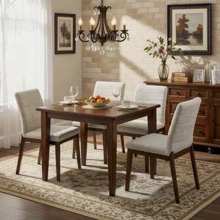 Sunvega Mid-Century Modern Burnt Orange Velvet Dining Chair Set with Walnut Solid Wood Base