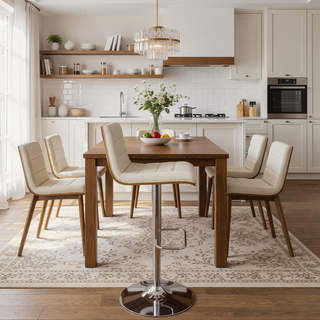 Sunvega Mid-Century Modern Adjustable Swivel Barstool with Cushioned Seat and Backrest