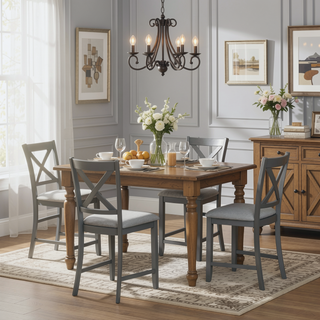 Sunvega Modern Wooden Counter Height Chairs Set of 4 with Padded Seat for Dining Room