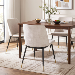 Sunvega Contemporary Velvet Upholstered Chair with Black Metal Frame and Gold Accents Set of 2