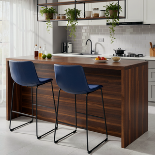 Sunvega Modern Upholstered Counter Height Chair Set with Sled Base Footrest