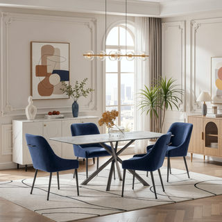 Sunvega Foam-Padded Upholstered Dining Side Chairs with Sloped Arms and Elegant Handle