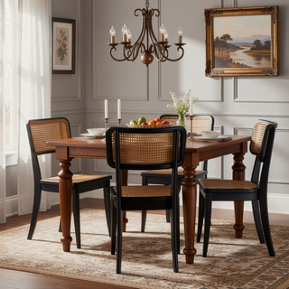 Sunvega Modern Industry Chic Cane Dining Chair Set of 2 for Dining Room
