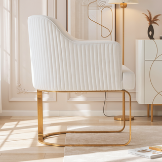 Sunvega Modern Taupe Dining Chair with Gold Legs and Leatherette Upholstery for Dining Room