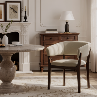 Sunvega Modern Dining Armchair with Sculptural Frame and Ergonomic Backrest