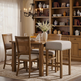 Sunvega Counter Height Dining Table with Storage Shelf in Weathered Gray Finish