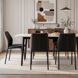 Sunvega PU Leather Dining Chairs Set of 4 with Metal Legs for Modern Kitchen