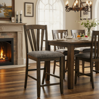 Sunvega Upholstered Counter Height Dining Side Chair with Grey Fabric and Foam-Padded Seat Cushions