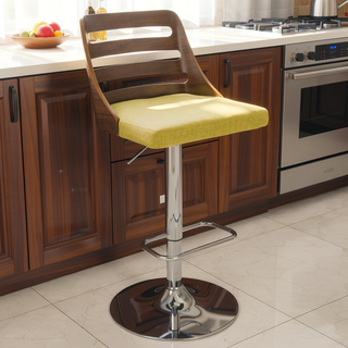 Sunvega Mid-Century Modern Adjustable Swivel Barstool with Upholstered Seat
