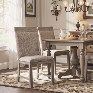 Sunvega Transitional Two Tone Padded Side Chair in Gray and Stone Gray Finish