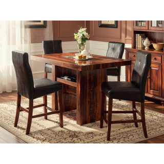 Sunvega Transitional Brown Cherry Leatherette Cushion Seat Counter Height Chairs