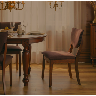 Sunvega Set of 2 Transitional Side Chairs with Walnut Finish and Dark Chocolate Fabric