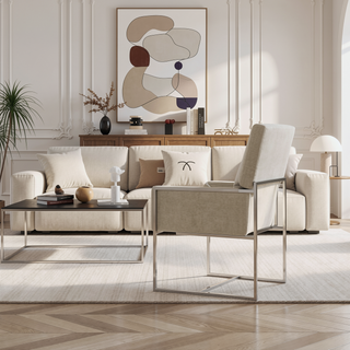 Sunvega Modern Open Industrial Design Velvet Upholstered Dining Chair for Living Room