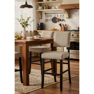 Sunvega Antique Black Bold Distressed Solid Wood Counter Height Bar Table