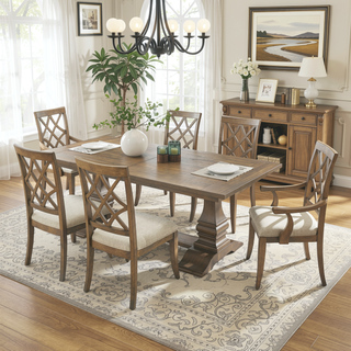Sunvega Solid Rubber Wood Frame Upholstered Dining Chairs Set of 2 with Spacious Cushion