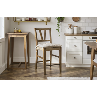 Sunvega Durable Hickory Veneer Rush Woven Seat Counter Height Chair with Cushion