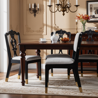 Sunvega Modern Farmhouse PU Dining Chairs with Thick Padded Seat and Solid Wood Legs