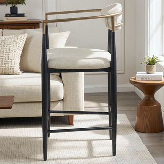 Sunvega Modern Mid-Century Upholstered Counter Stools with Padded Backrest and Seat Set of 2