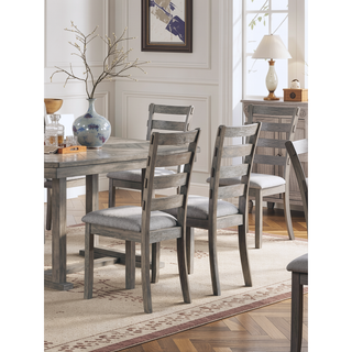 Sunvega Gray Fabric Upholstered Dining Bench with Wire-Brushed Finish