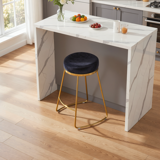 Sunvega Mid-Century Modern Velvet Upholstered Stool Seats One Comfortably
