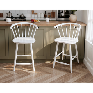 Sunvega Black Contemporary Spindle Back Counter Height Stool Chair Set