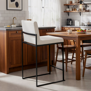 Sunvega Contemporary High Back Counter Stool Set with Velvet Upholstery and Padded Seat