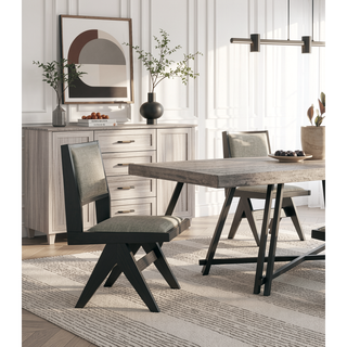 Sunvega Black Contemporary Metal Trestle Base Dining Table Rectangle 1pc