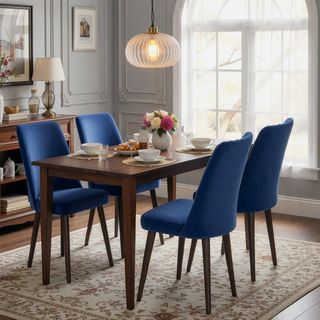 Sunvega Mid-Century Modern Velvet Dining Chair Set of 2 with Solid Wood Frame