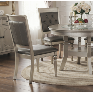 Sunvega Traditional Tufted Upholstered Dining Chairs Set of 2 with Silver Finish