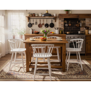 Sunvega Black Contemporary Spindle Back Counter Height Stool Chair Set