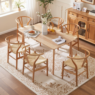 Sunvega Solid Wood Wishbone Dining Chairs Mid Century Modern for Beach House Fully Assembled