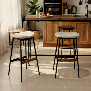 Sunvega Modern Set of 2 Upholstered Bar Stools for Kitchen Island and Counter Height