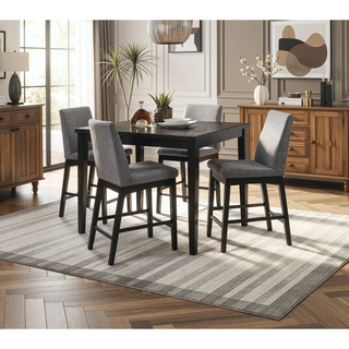 Sunvega Contemporary Dark Walnut Counter Height Chair with Upholstered Seat and Back