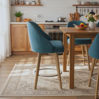 Sunvega Swivel Counter Stool with Medium High Back and Metal Ring Footrest