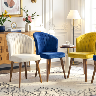 Sunvega Navy Blue Velvet Parsons Dining Chair Set with Solid Wood Structure