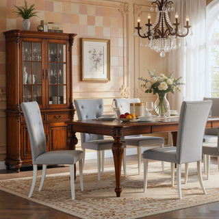 Sunvega Grey Tufted Back Side Chair with Polished Chrome Metal Legs
