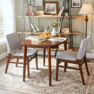 Sunvega Mid-Century Modern Light Gray Upholstered Fabric Dining Chair Set of 2