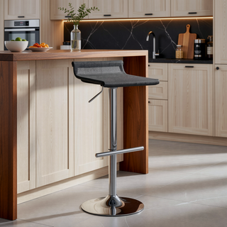 Sunvega Adjustable Chrome Bar Stool with Silver Mesh Seat and Swivel Base