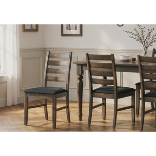 Sunvega Set of 2 Antique Grey Upholstered Transitional Dining Chairs for Kitchen