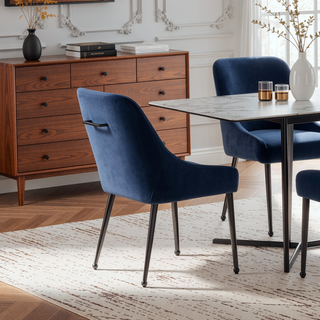 Sunvega Foam-Padded Upholstered Dining Side Chairs with Sloped Arms and Elegant Handle